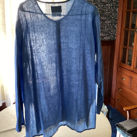 FLAX blue long shirt, size M, 100% linen - Picture 2 of 3